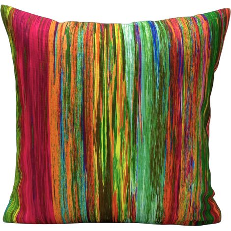 Taie d'oreiller décorative colorée en polyester - effet bois arc-en-ciel 30x30 cm (1/4)