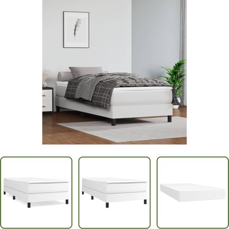 Matratze - Boxspringbett mit Matratze Weiß 80x200 cm Kunstleder (1/5)