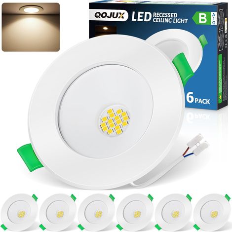 Lot de 6 Spot LED Encastrable Classe B 4000K Blanc Neutre, 5W 800LM Spots de Plafond Encastré Extra Plat 230V IP44 Salle de Bain,Trou Φ 68mm - 80mm, Non Dimmable (1/5)