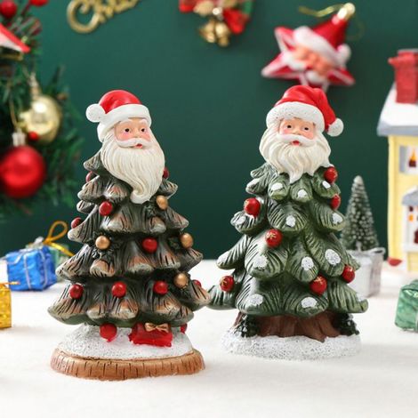 figurine de Noël en résine peinte à la main, décoration de bureau ou d'étagère, ornement décoratif, joli cadeau, marron (1/3)