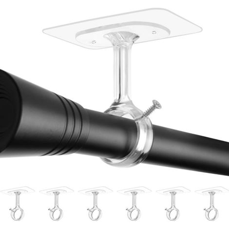 Supports Tringle à Rideaux Sans Perçage pour Plafond/Mur, Réglables, MODÈLE Optimisé pour tringles de Ø25 à 32mm 4pcs (1/5)