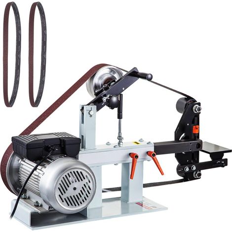 Structure en Acier Ponceuse à Bande Meuleuse 2 CV 2800 tr/min Polissage et Meulage d'Outils pour Atelier Métal (1/5)