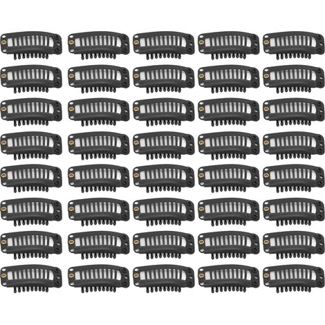 Lot de 40 pinces à mèches acier inoxydable, peigne clips DIY 9 dents, accessoires coiffure 1,3 pouce noir (1/5)