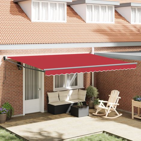 vidaXL Manual Retractable Awning Red 450x300 cm (1/5)