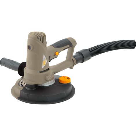 Ponceuse murale plâtre 710W Ø180mm, 1200-2500tr/min, fixation autoagrippante, collecteur de poussière, flexible 3m, fonction angle (1/5)