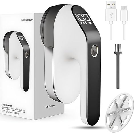 Rasoir Anti-Bouloche Électrique avec Écran LCD, Déboulocheur Rechargeable USB Type-C Puissant, 3 Vitesses & 6 Lames pour Vêtements, Canapé, Couvertures, Enlève Peluches et Bouloches Efficacement
