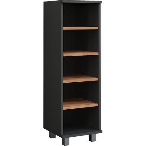 Mobiletto midi Ilias, Antracite/Rovere dorato, 30.2 x 95 cm con 5 scomparti aperti, Vicco (1/5)