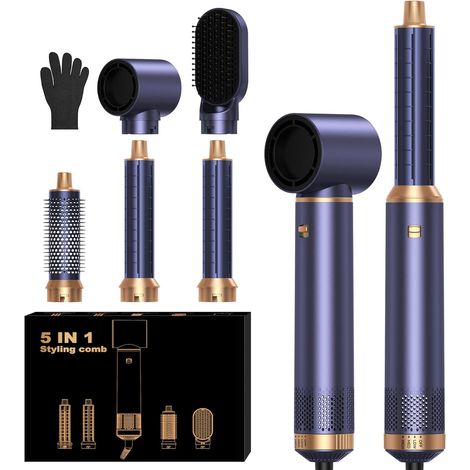 Air Brush 5 in 1 Hair Styler Airbrush 5 in 1 with Hair Dryer, Blowing Brush, Curling Iron, Thermal Brush, 5 in 1 Hair Dryer Brush for Drying, Curling, Straightening (1/5)