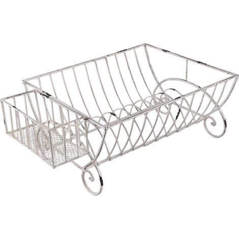 Égouttoir à Vaisselle et Rangement Style Brocante Classique en Fer Blanc 42 x 29 x 17 cm - PANGIVO (1/3)