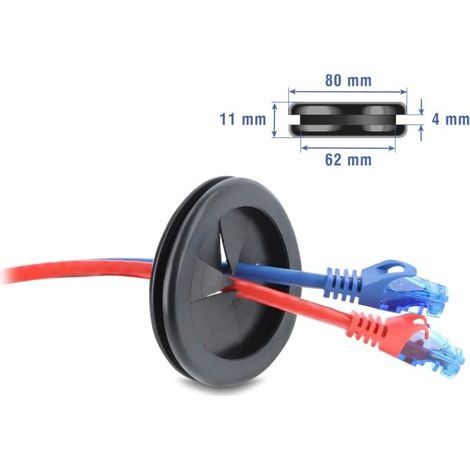 DELOCK PASSAGE DE CÂBLE ROND EN CAOUTCHOUC - DIAMÈTRE : 70 MM - NOIR 67334