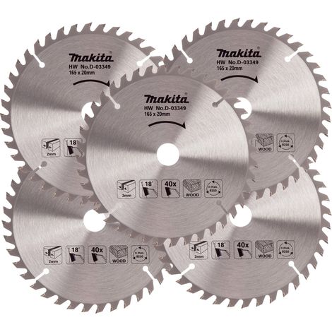 5x Makita D-03349 Circular Saw Blade 165 X 20 40 Teeth Suit DSS611 DSS610 DHS680 (1/4)