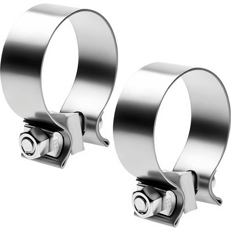 2 Pcs Collier Echappement, Acier Inoxydable Collier Echappement 63mm, Réglable Collier de Serrage pour Echappement pour Voitures und Motos (1/5)