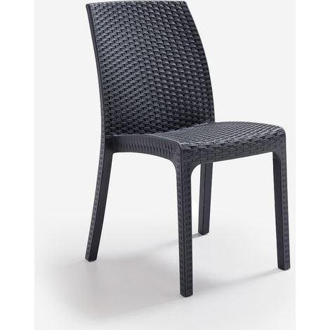 Silla apilable de mimbre para bar de jardín al aire libre Virginia BICA - Negro (1/5)
