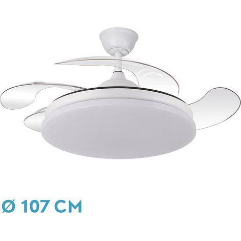 Ventilador Dc Tridente 59w Blanco 4aspas Desp.107d 6980lm Reg.intensidad Remoto+temporizador+memoria 3000-4000-6000k (1/3)