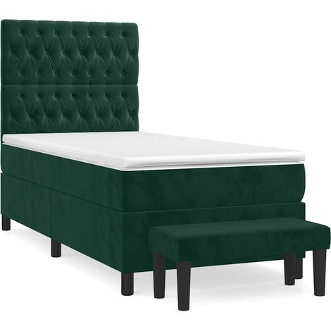 Maison Exclusive - Boxspringbett mit Matratze Dunkelgrün 90x190 c (1/5)