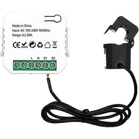 Compteur d'électricité intelligent WiFi 80 A avec pince ampèremétrique et transformateur de courant, moniteur de consommation en kilowattheures, statistiques de consommation 110 V 230 V EM (1/5)