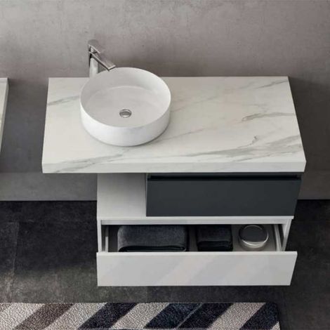 Mensolone Singolo da 80 cm - Spessore 6 cm - color marmo bianco carrara
