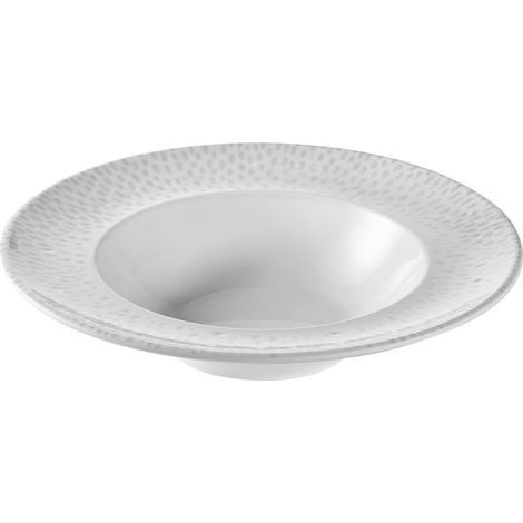 Assiette à pâtes - Mélamine, Ø 26,5 cm, 0,5 litre, blanc/gris, empilable, lavable au lave-vaisselle (1/5)