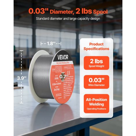 Fil Plein MIG 0,8 mm 0,9 kg par Bobine Fil de Soudage MIG Plein ER308L pour Soudage Protection Gazeuse Toutes Positions, Acier Inoxydable, Faible Projection, Alimentation Facile, Soudure Robuste (1/5)