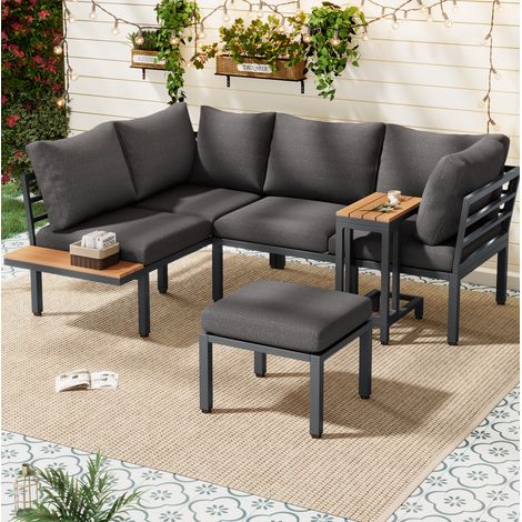 Sofa Sitzmöbel mobil Balkonset Stahl Grau HAVRYA (1/4)
