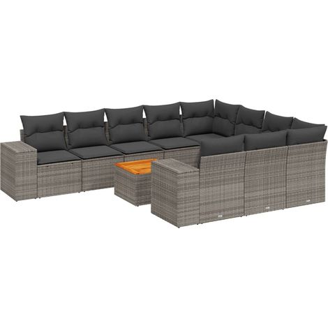 Maison Exclusive - Patio Sofa Set 10 plaza Grey and Dark Grey (1/5)