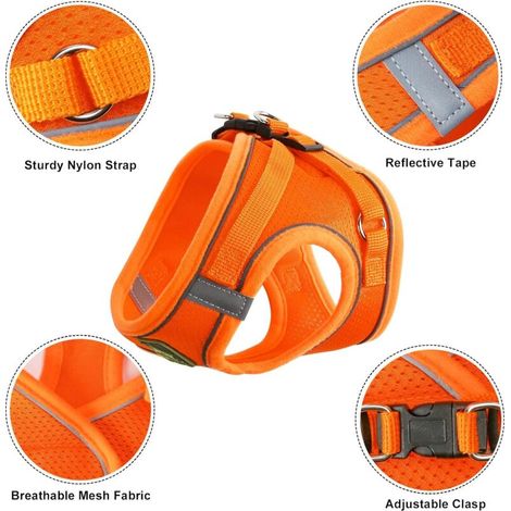 Memkey – Harnais pour chat réglable en maille polyester – Anti-évasion réfléchissant – Confort ergonomique pour promenades – Taille M