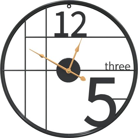 Horloge murale，Pendule murale noir Ø50 cm fer CFW168147 (1/5)