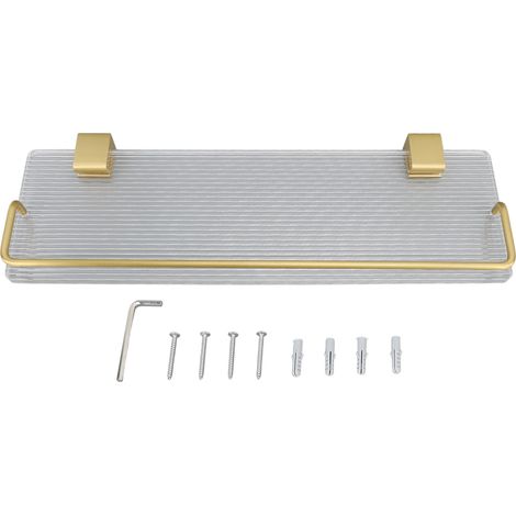 Estantería de pared impermeable de 40 cm de altura para el baño, fabricada en aluminio y acrílico. Soporte flotante moderno para toallas y artículos de aseo. (1/5)