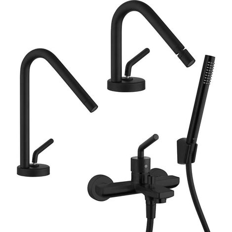 Set rubinetti Lumos nero opaco lavabo bidet e gruppo vasca Jacuzzi Rubinetteria (1/5)