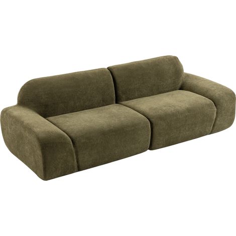 3-Sitzer-Sofa, abgerundet und rahmenlos, mit großzügiger Sitzfläche, dick gepolstert, keine Montage, Dunkelgrün (1/5)