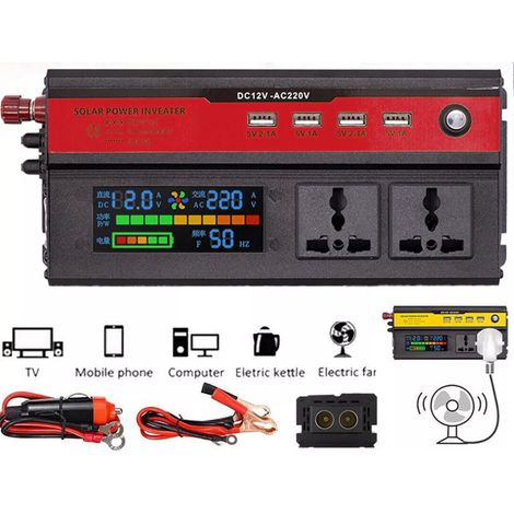 Инвертор преобразувател на напрежение с цифров дисплей от 12V на 220V 5000W