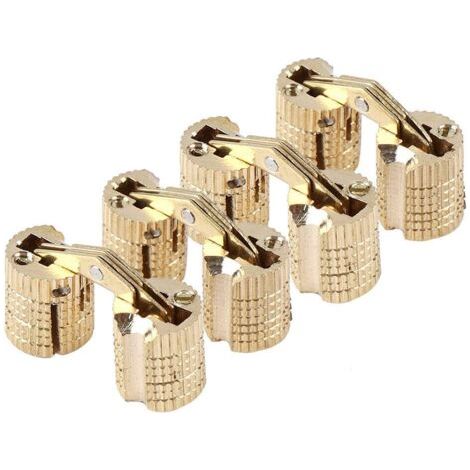 4 pièces/paquet en laiton caché - Charnière de baril Invisible en cuivre caché Charnières de meubles pour bricolage porte en bois boîtes cadeaux boîte à bijoux, angle d'ouverture de 180 ° (1/5)