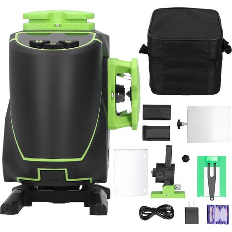 Niveau Laser 12 Lignes Vert Auto-Nivelant S03DG-L, Outil de Nivellement à Faisceau Vert pour Usage Intérieur/Extérieur, Alimentation CA 100-240V, Modèle US, Précision Haute (1/5)