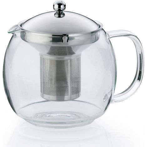 Théière en verre avec filtre, en verre 1,5 l, Verseuse en verre pour thé en vrac et sachets de thé (1/5)