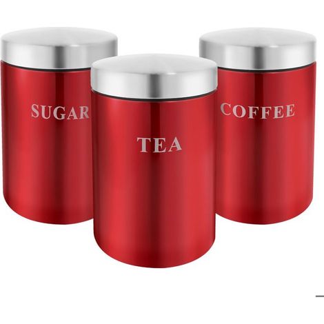 Récipient alimentaire - CHEFFINGER - Lot de 3 Boîtes en Inox - Hermétiques - Design moderne - Couleur rouge (1/5)