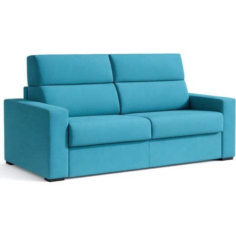Dmora - Divano letto 2 posti Ecate, Sofà trasformabile per salotto, imbottito, sfoderabile, Qualità 100% Made in Italy, 200x95 h100 cm, Azzurro (1/5)
