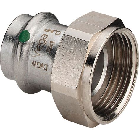 Viega Raccordo a vite Sanpress Inox, d 42mm, G 13/4 ottone nichelato, acciaio inossidabile Modello 2363, 437893