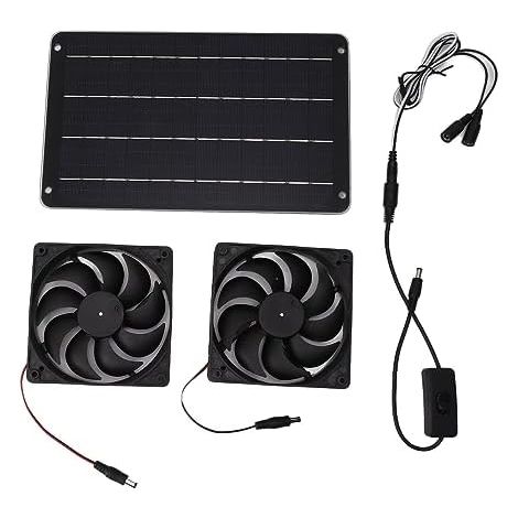 Ventilateur Solaire Double 20W, Kit de Ventilation pour Serre, Camping-Car, Maison d'animaux, Alimentation 12V CC (1/5)