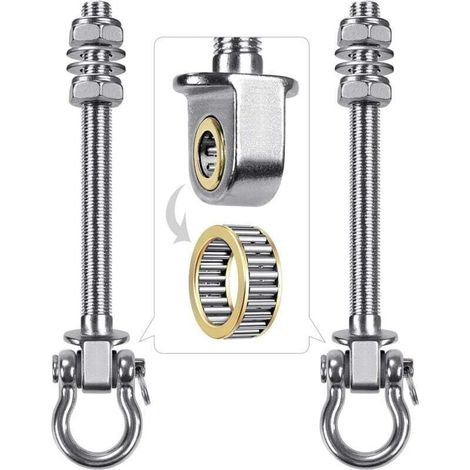 Lot de 2 crochets de balançoire avec roulement en acier inoxydable 304 pour poutres en bois et métal, parfaits pour accrocher des hamacs, des balançoires de yoga, une balançoire de porche (1/4)