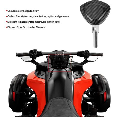 Clé de contact vierge pour moto avec boîtier, style fibre de carbone, pour Bombardier Can-Am (1/5)