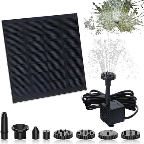 Fuente solar para estanque de 1,5 W，bomba de agua solar de 200 l/h，bomba solar para estanque con 6 boquillas，fuente solar para estanque de jardín (1/5)