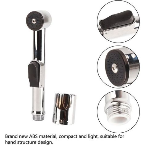 Pulvérisateur Bidet - Chrome ABS - Fonction Lavage Femme - Connecteur G1/2 - 18,5 x 3,8 x 6,4 cm - 1 Pièce (1/4)