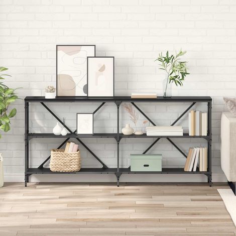 vidaXL Tavolo consolle Rovere Nero 160 x 30 x 75 cm Legno (1/5)