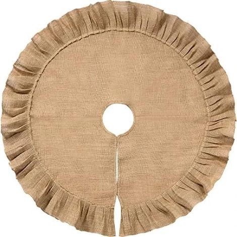 Tapis de sapin de Noël en lin et jute, rond, en promotion pour l'automne, intérieur et extérieur. (1/5)