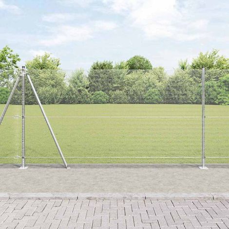 Zaunpfosten Silber 50 x 1,2 m (12 x 12 mm Maschen) Stahl