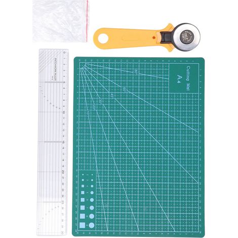 Ensemble de tapis de couture auto-cicatrisant, format A4 transparent, boucle de sécurité, accessoires de couture, comprend un cutter rotatif de 45 mm, adapté au patchwork DIY.