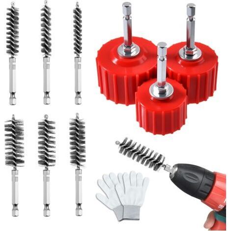 Ensemble de 9 pièces de nettoyeurs de tuyaux en cuivre pour perceuse électrique Outil de nettoyage de tuyaux à copeaux métalliques pour perceuse (1/5)