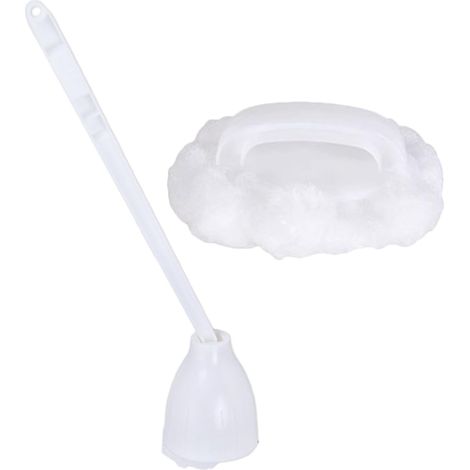 Brosse WC, blanc, nylon/ABS/fibre, pour cuvette et céramique (1/5)