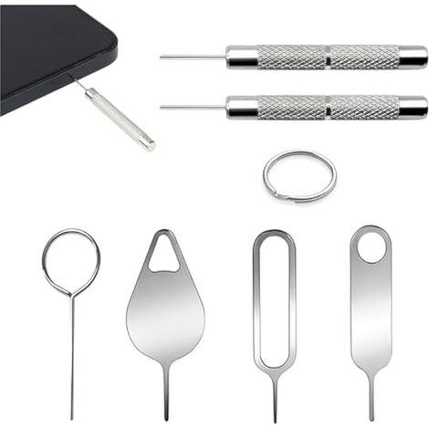 Kit de 7 outils de déverrouillage pour sonnette vidéo, 4 broches de déverrouillage, 2 broches de retrait, 1 porte-clés compatible Nest, Arlo, Eufy, Blink, outils de remplacement de support/batterie (1/5)