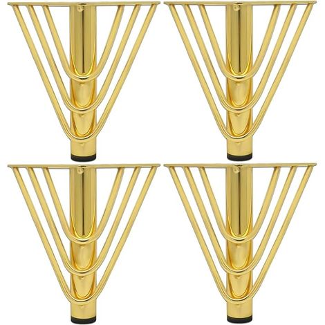 Cuatro patas de metal chapadas en oro para muebles, patas de mesa de centro de 18 cm, patas de sofá elegantes y modernas (tornillos incluidos). (1/5)
